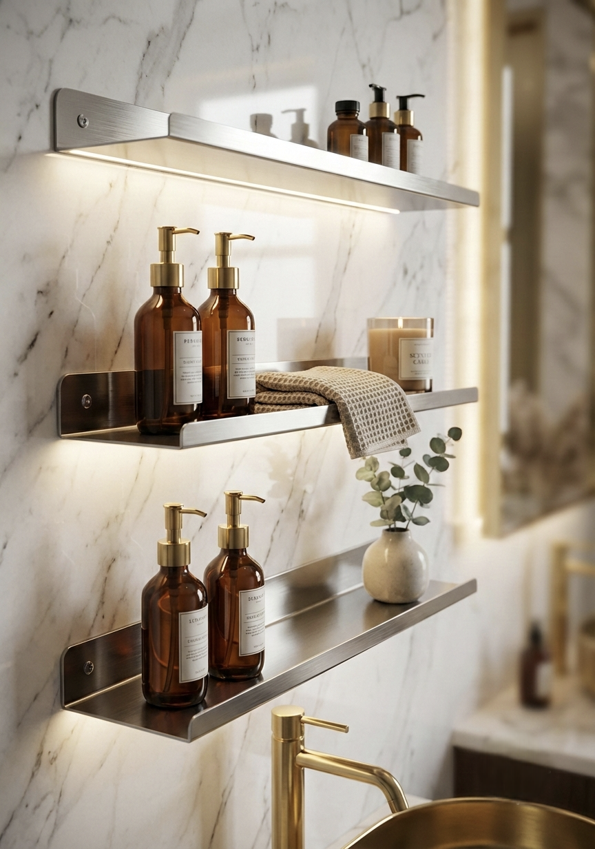 Minimalist Modern Metal Duvar Rafı (Banyo, Mutfak ve Dekoratif Organizer Shelf)