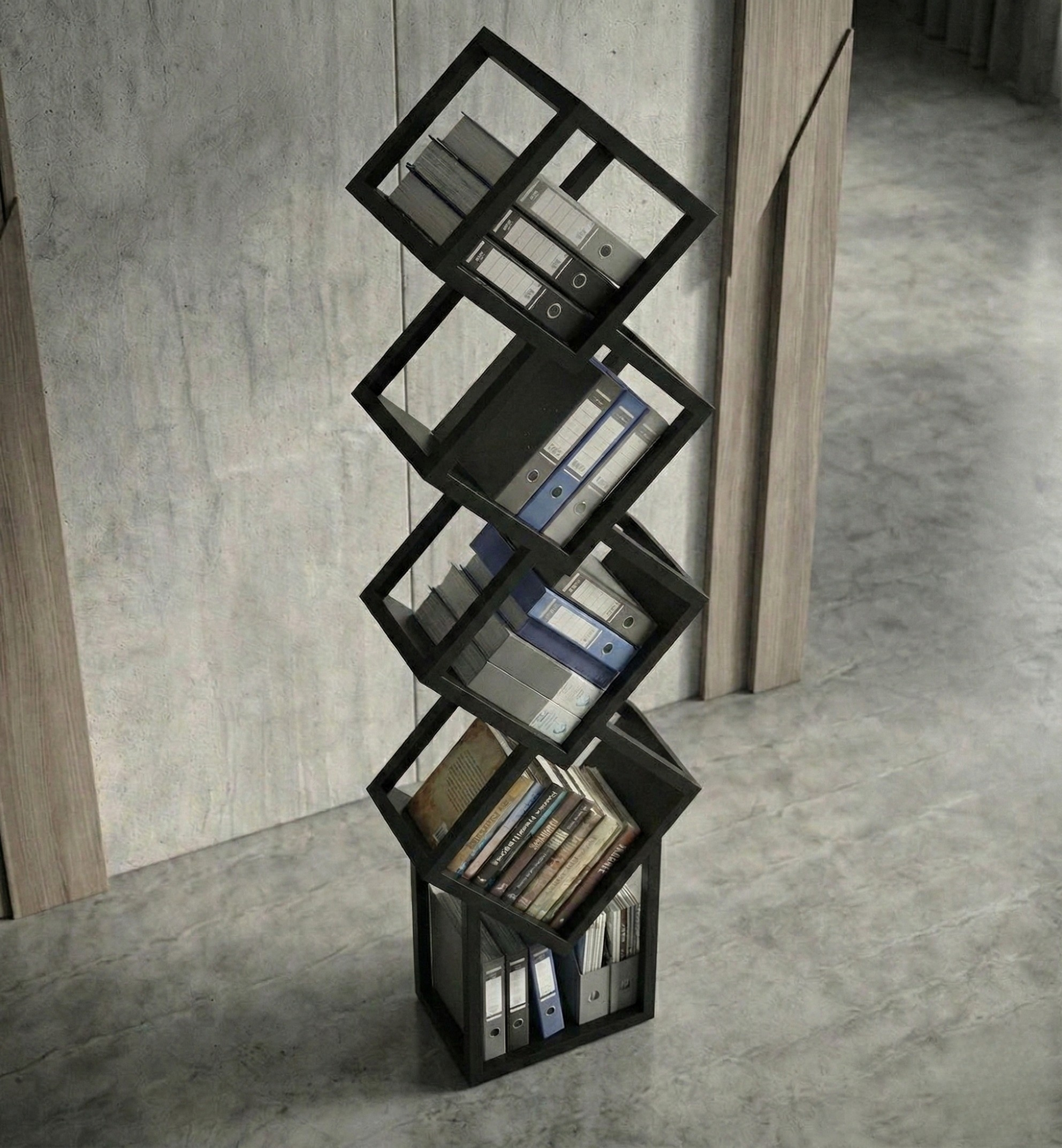 Modern Metal Zemin Rafı – Dekoratif Çok Bölmeli Dikey Organizer Raf Ünitesi