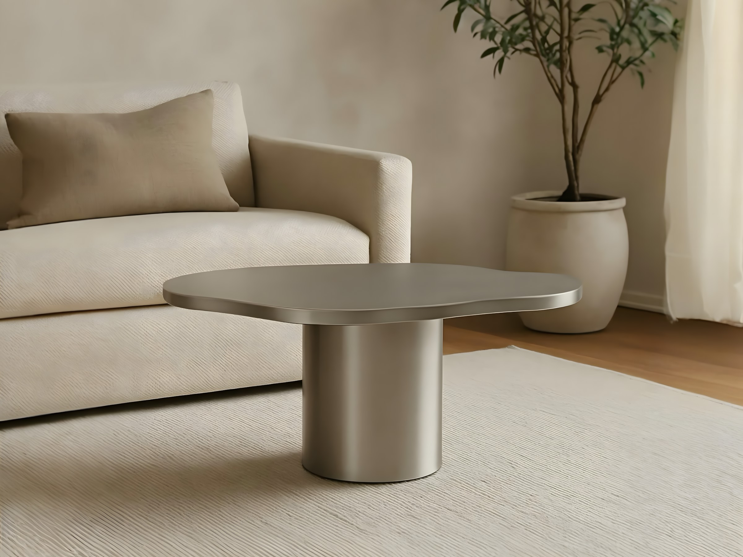 Paslanmaz Organik Modern Orta Sehpa