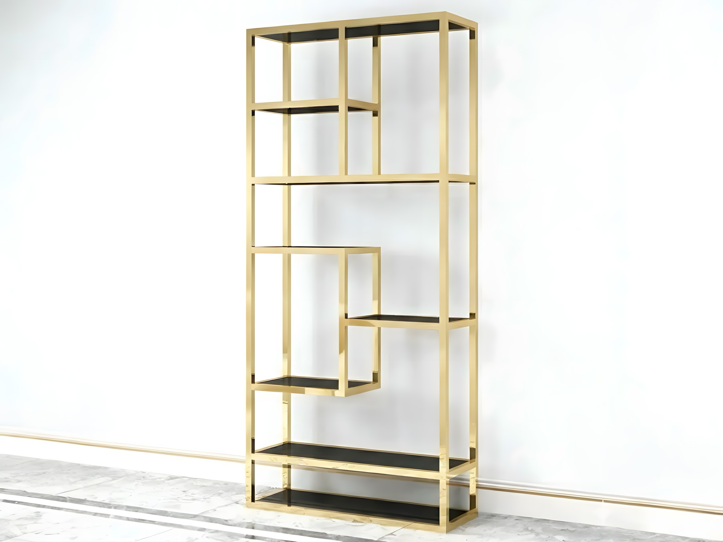 Paslanmaz Gold Dekoratif Raf Ünitesi