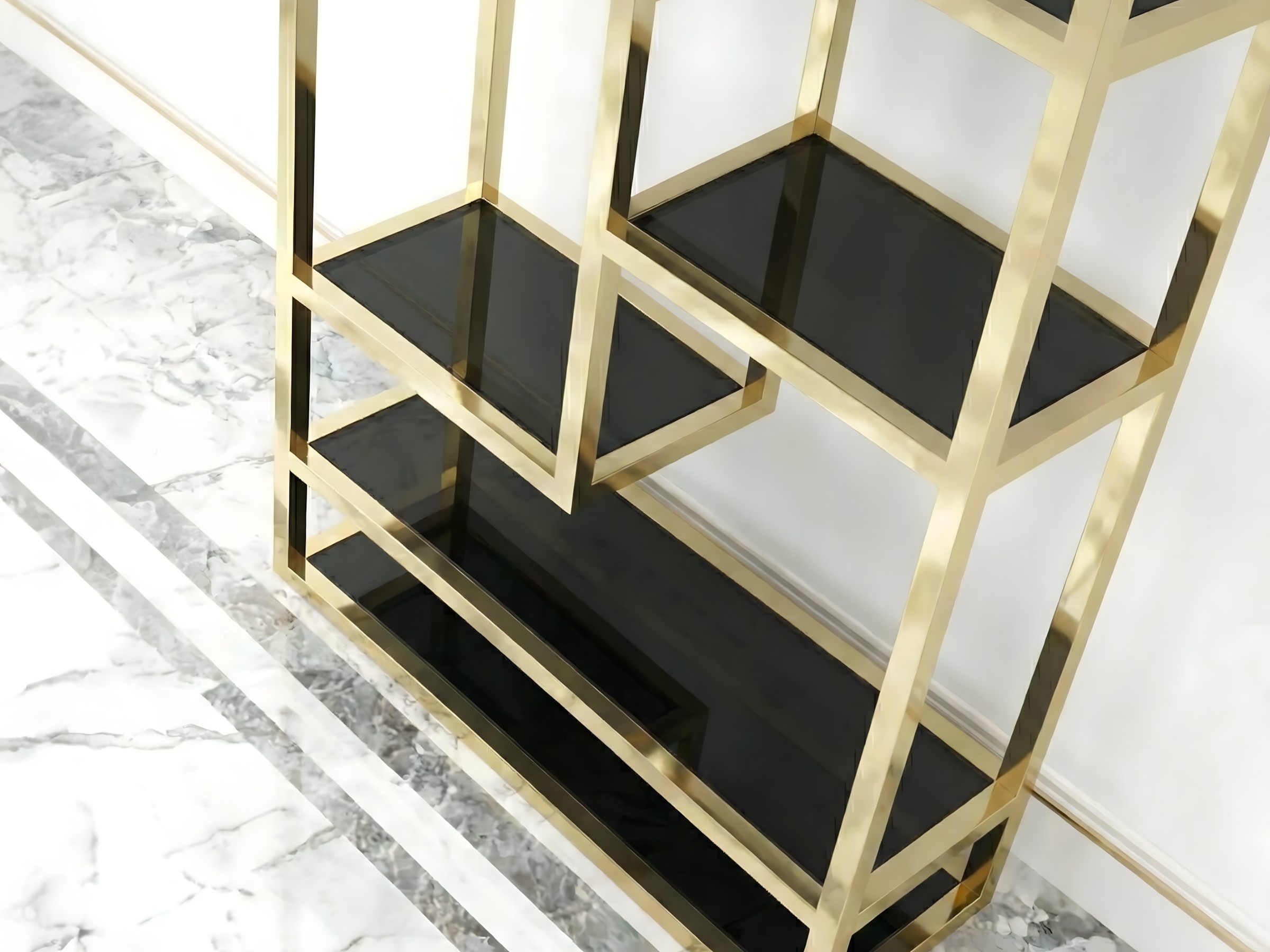 Paslanmaz Gold Dekoratif Raf Ünitesi