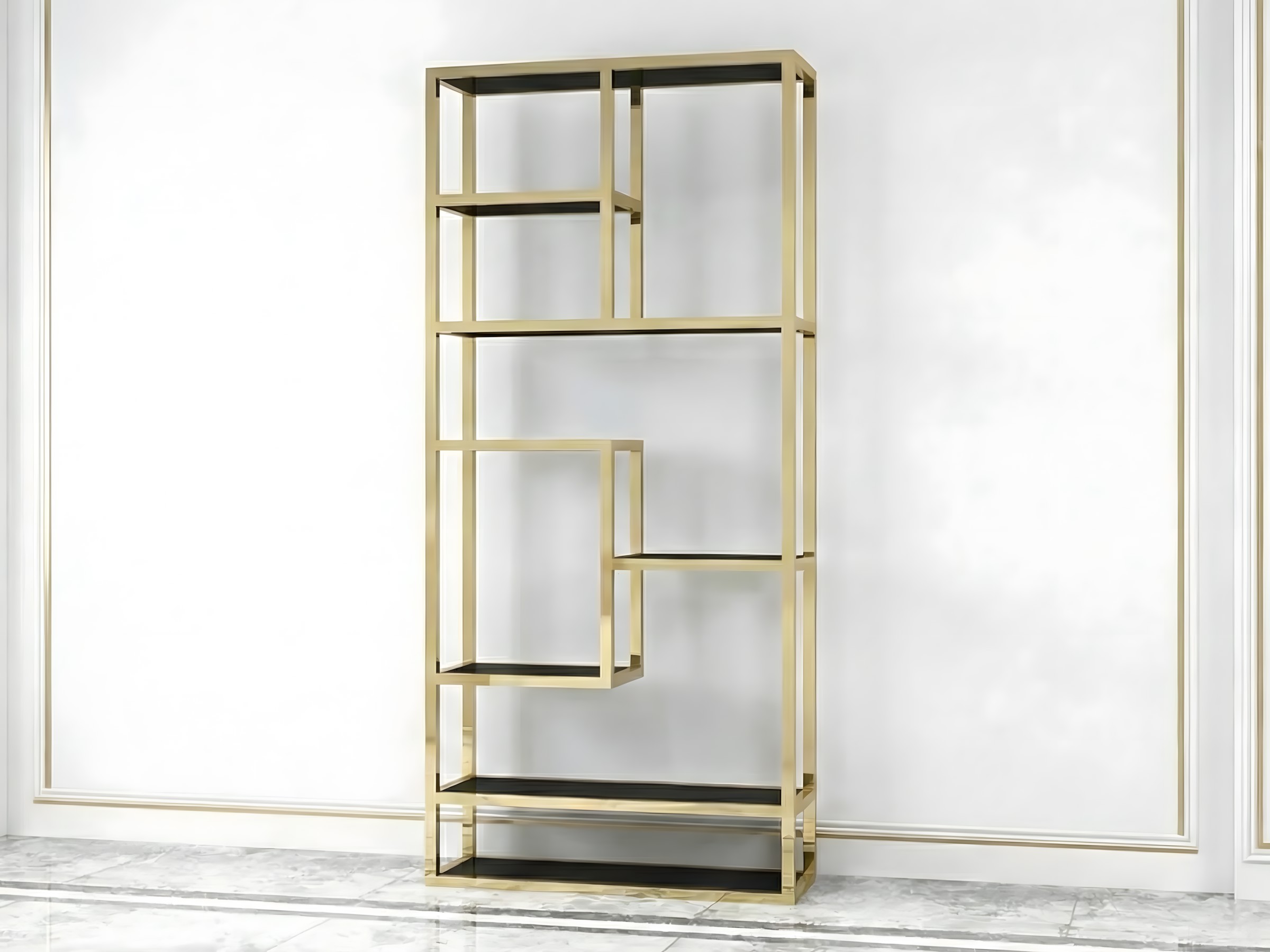 Paslanmaz Gold Dekoratif Raf Ünitesi