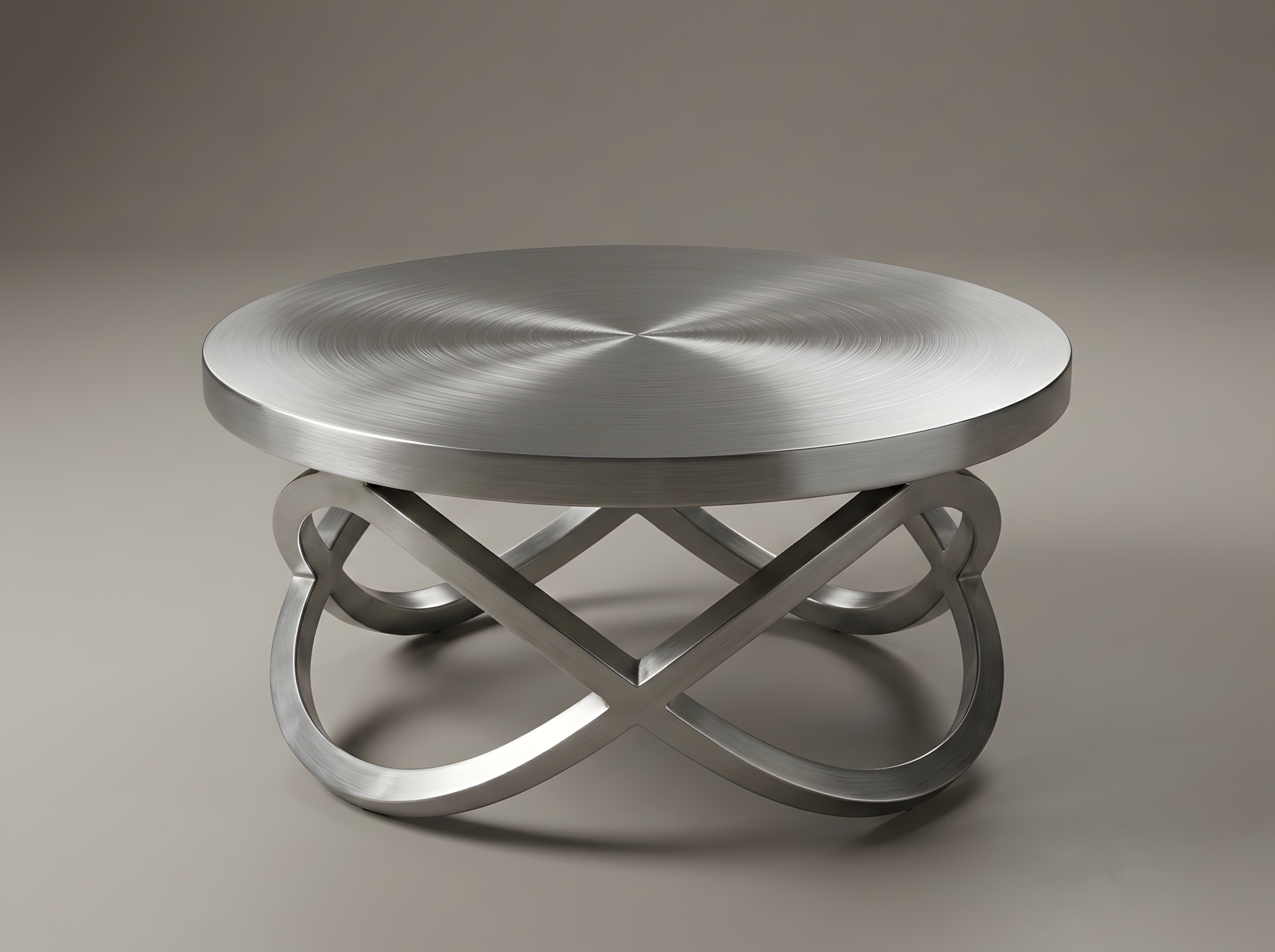 Paslanmaz Çelik Sonsuz Form Modern Yuvarlak Orta Sehpa