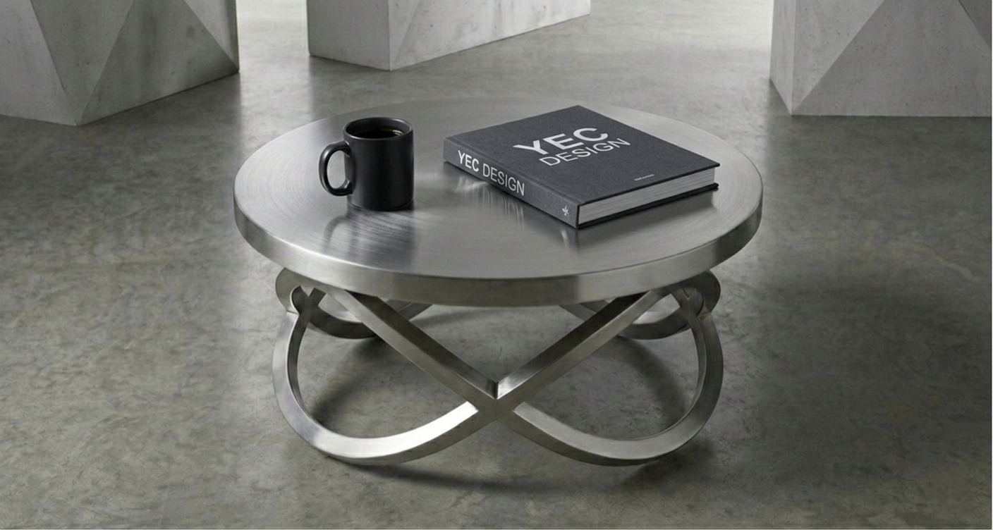 Paslanmaz Çelik Sonsuz Form Modern Yuvarlak Orta Sehpa