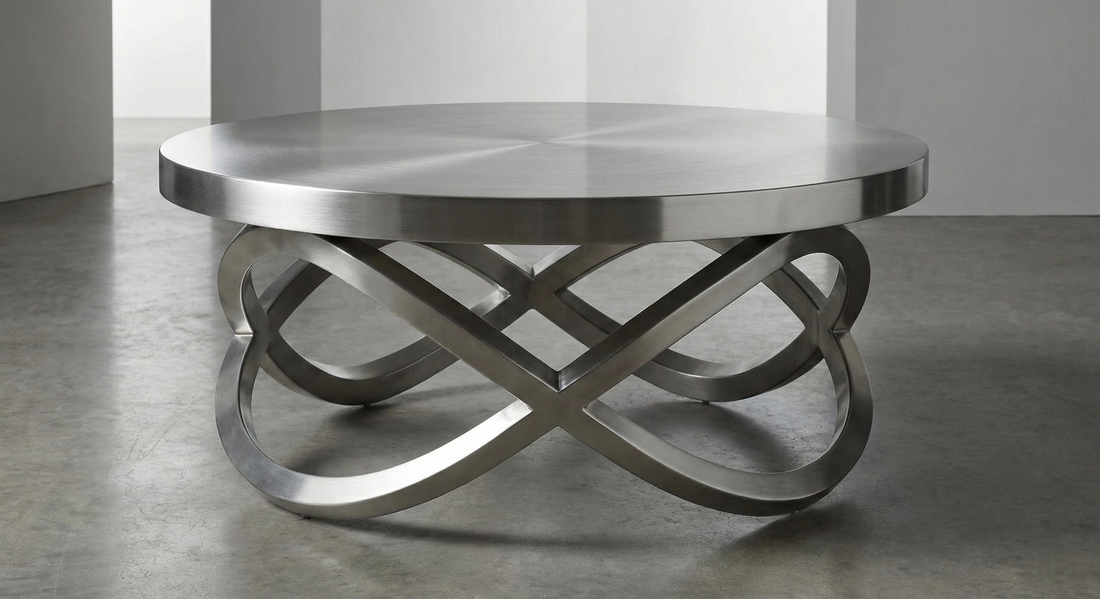 Paslanmaz Çelik Sonsuz Form Modern Yuvarlak Orta Sehpa