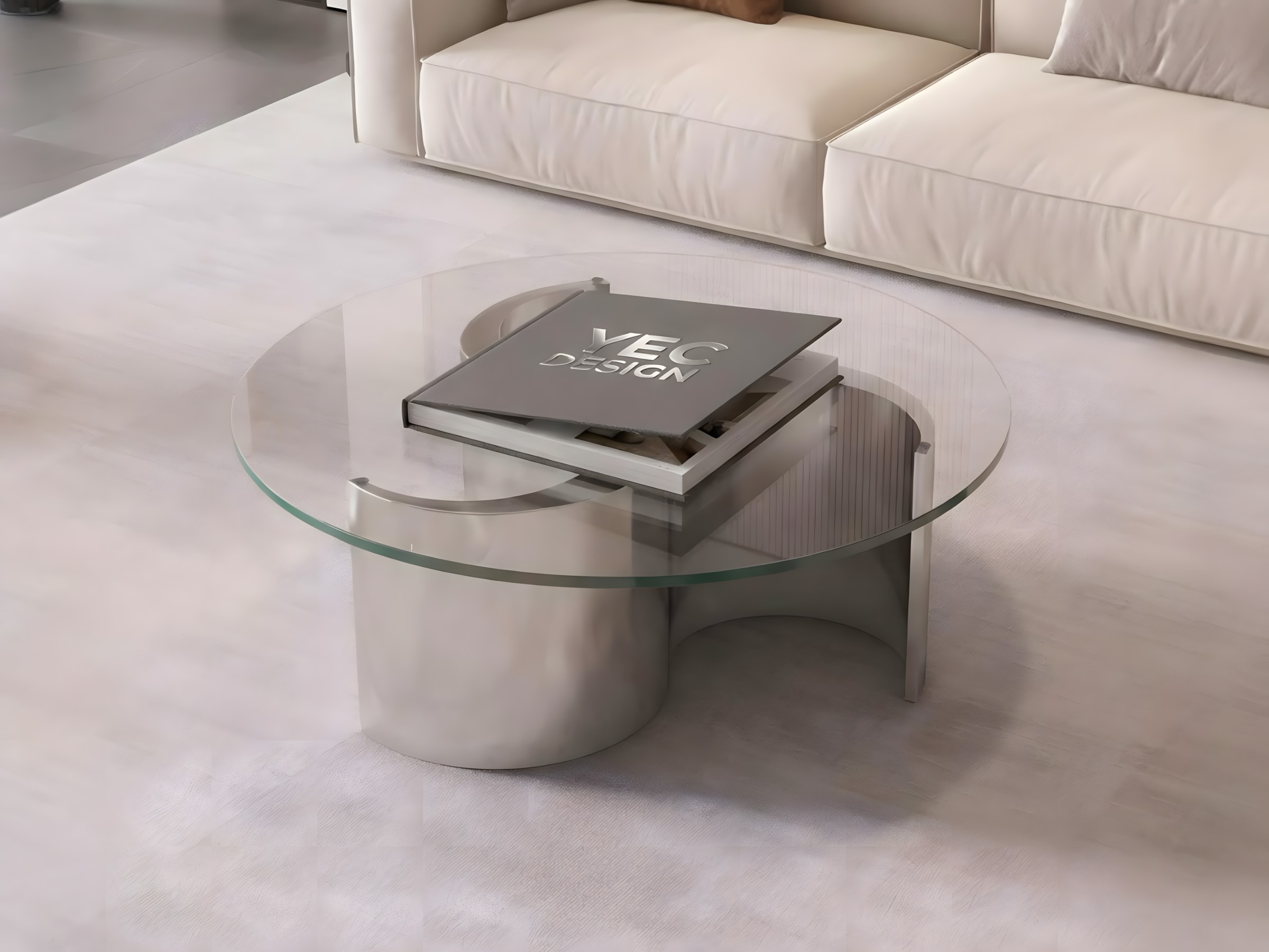 Paslanmaz Silindir Kaideli Yuvarlak Orta Sehpa