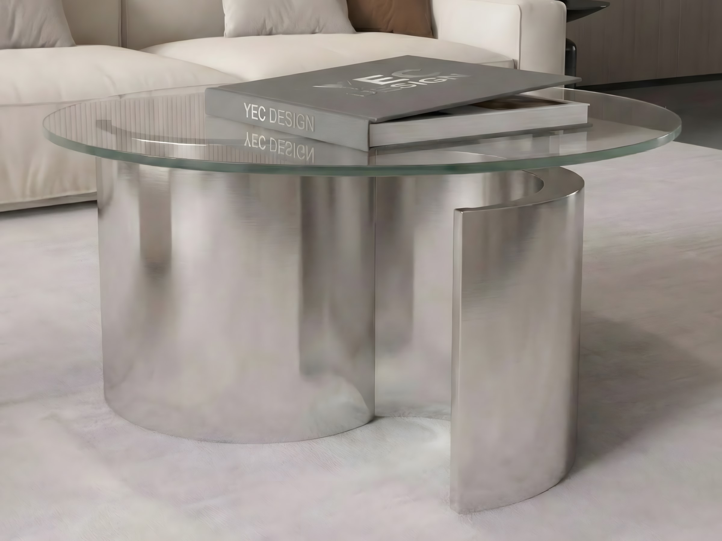 Paslanmaz Silindir Kaideli Yuvarlak Orta Sehpa